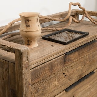 Commode 2 tiroirs SANDY Scandinave  en bois Pin recyclé